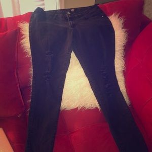 Black washed rinse distressed denim jeans sz 15/16